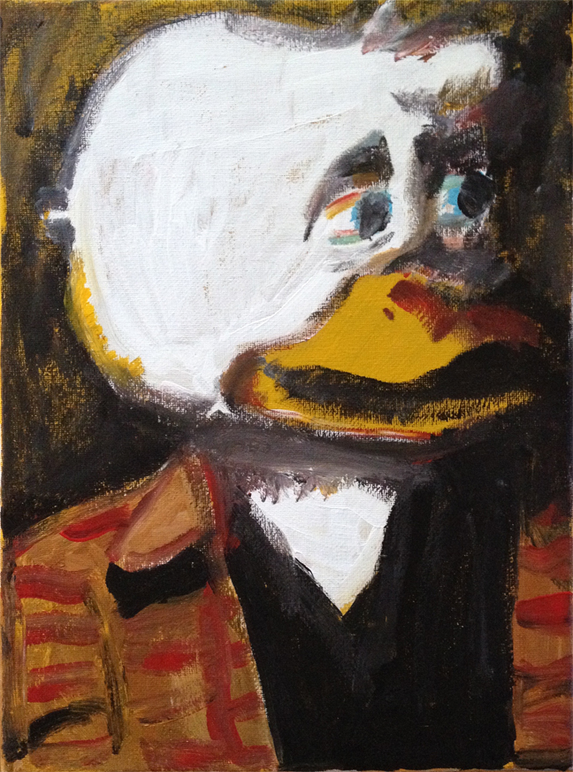 Andy Heck Boyd, “Howard the Duck” 2016, acrylic on canvas, 12” x 9” Kenny Cole “Checking In” on Andy Heck Boyd howard the duck